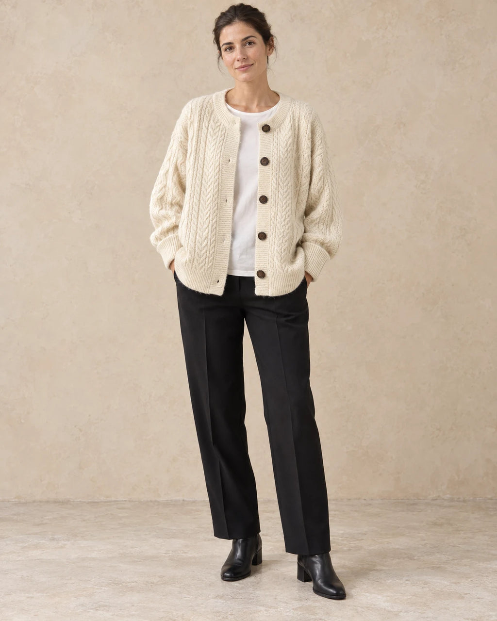 Oversized kabelvest dames beige - Havlin