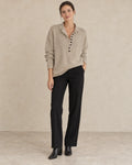 Oversized trui dames kraag khaki - Havlin