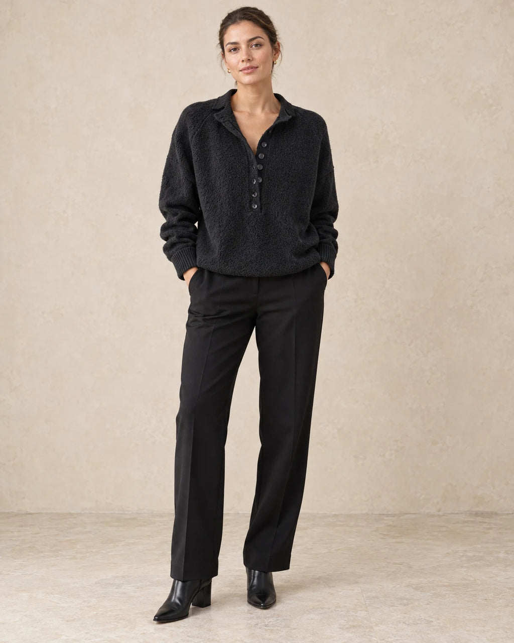 Oversized trui dames kraag zwart - Havlin