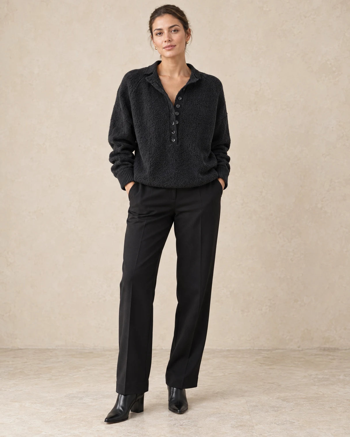 Oversized trui dames kraag zwart - Havlin