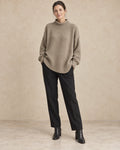 Trui dames opstaande kraag khaki - Havlin