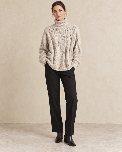Coltrui dames oversized vlechtpatroon beige - Havlin