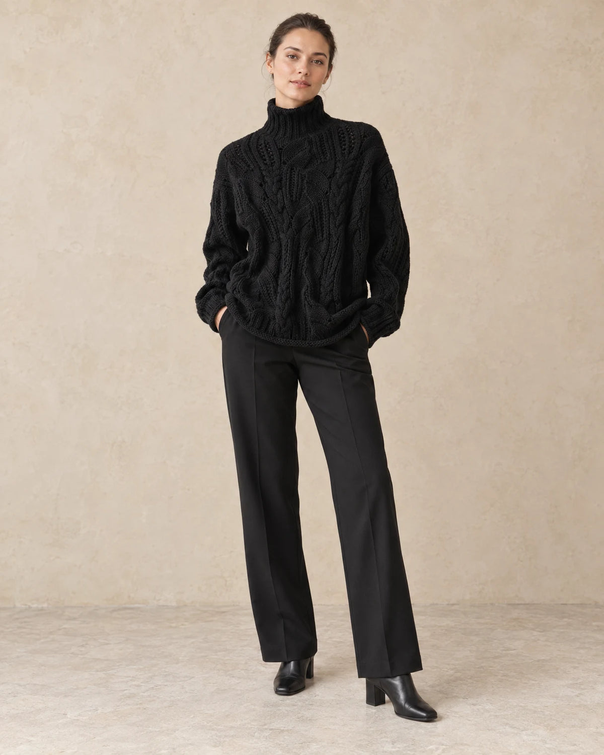 Coltrui dames oversized vlechtpatroon zwart - Havlin