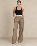 Wijde broek dames getailleerd beige - Havlin