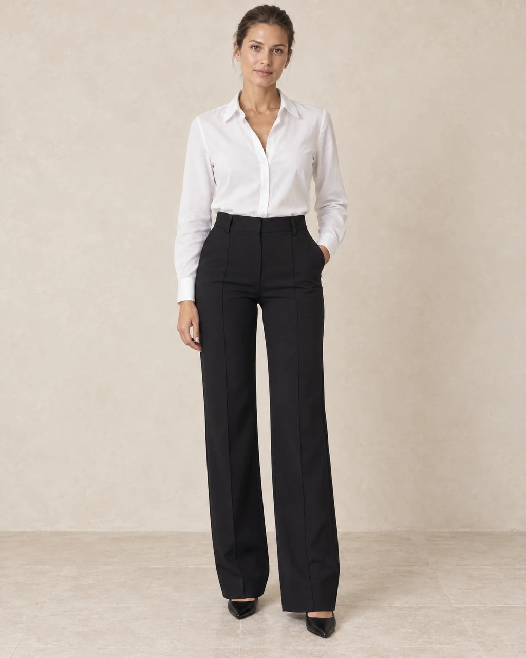 Rechte broek dames getailleerd zwart - Havlin