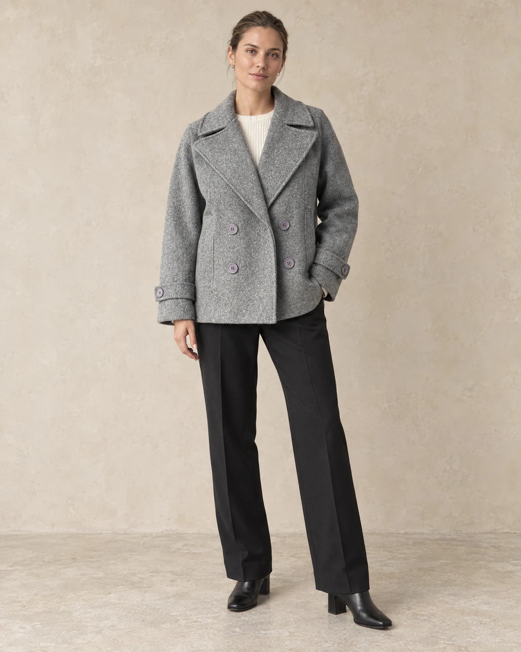 Oversized jasje dames dubbele rij knopen grijs - Havlin