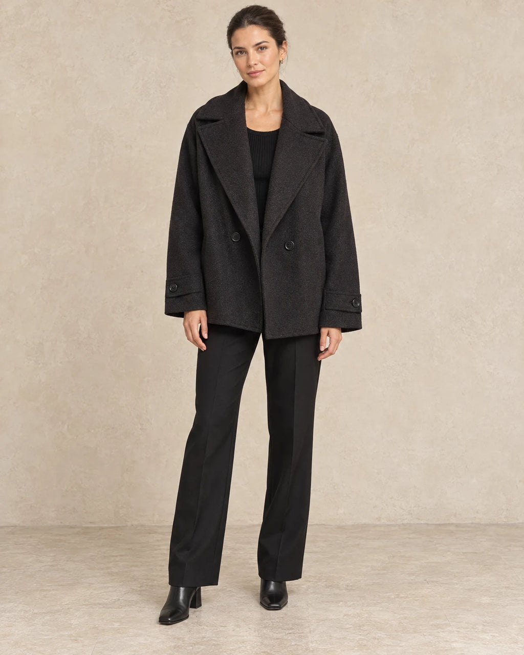 Oversized jasje dames dubbele rij knopen zwart - Havlin