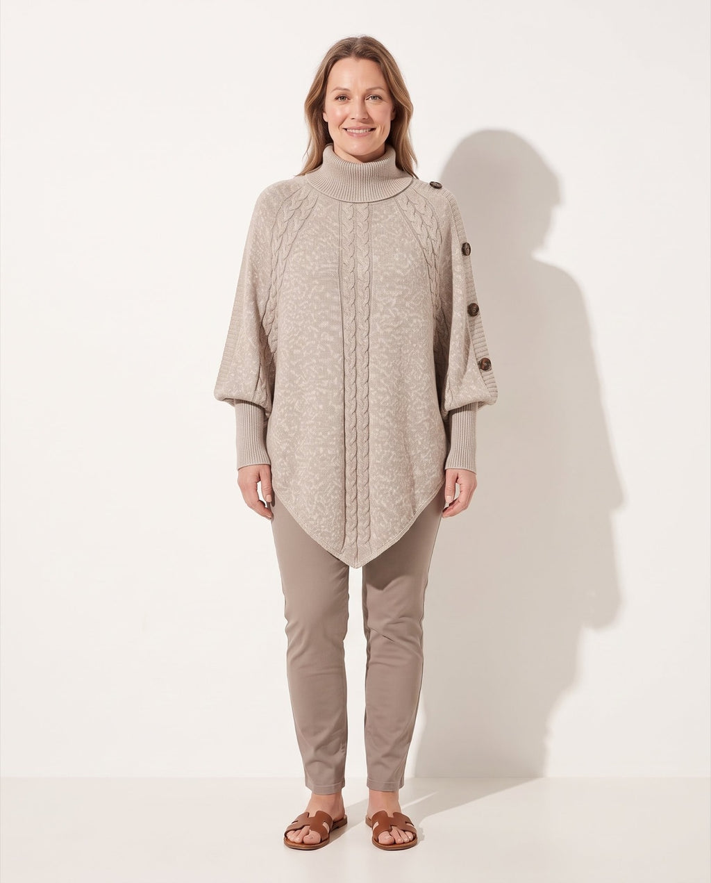 Lang Kabelgebreid Vest Dames met Col - afbeelding 1
