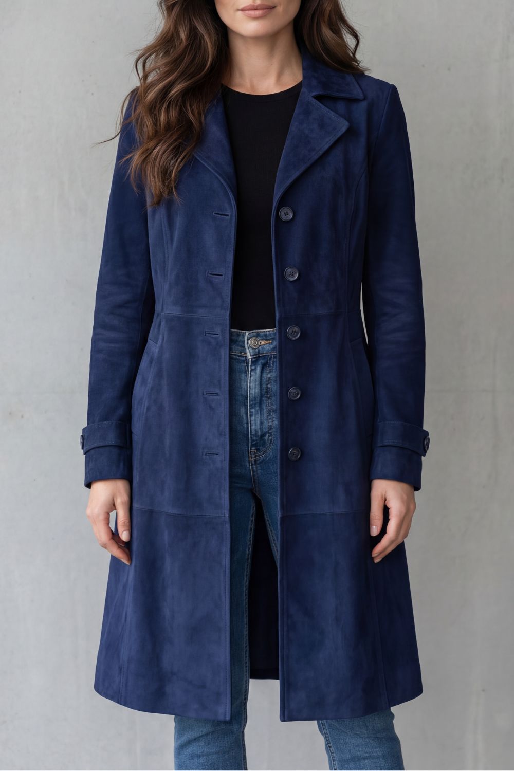 Lange Suede Look Damesjas met Reverskraag - afbeelding 5