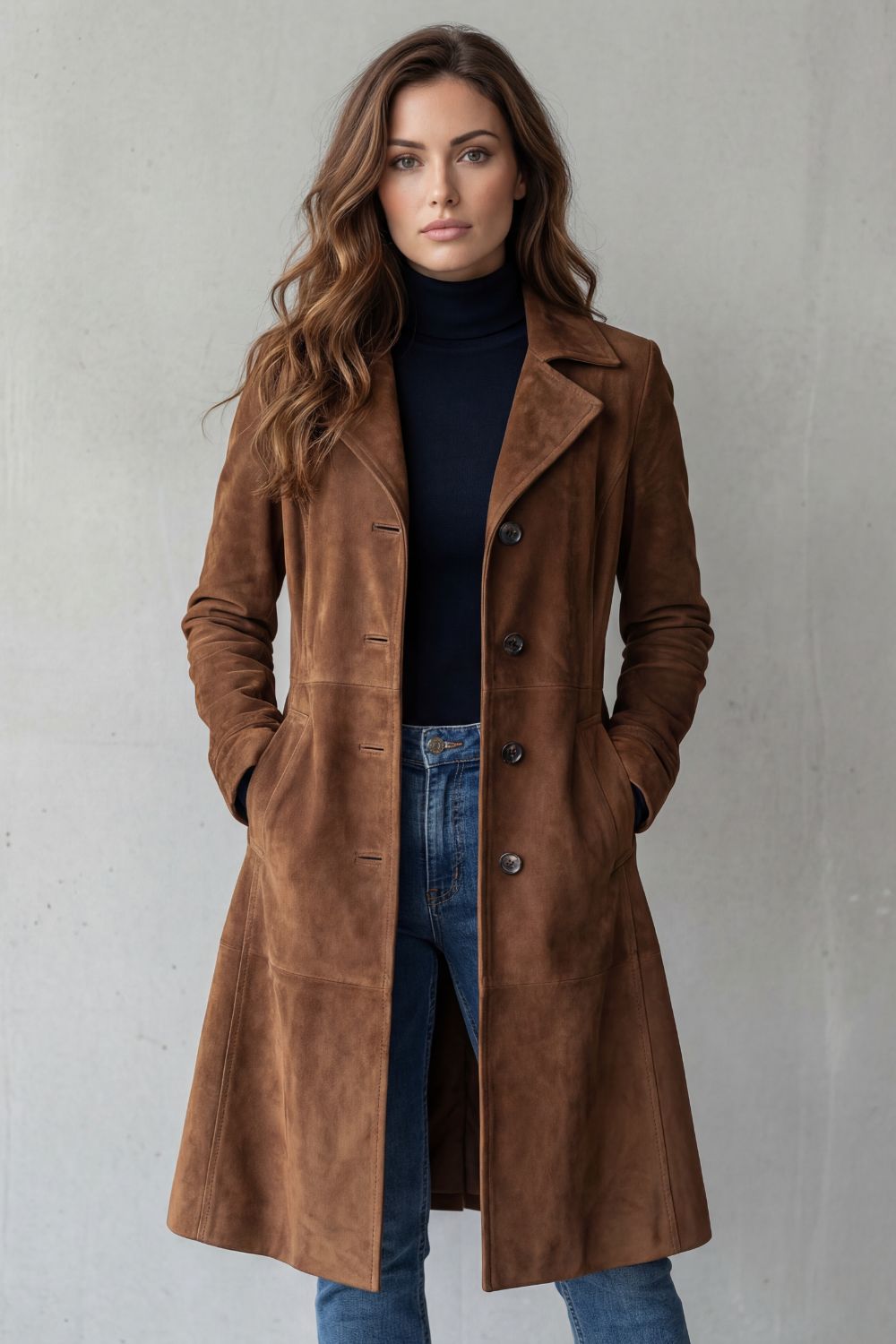 Lange Suede Look Damesjas met Reverskraag - afbeelding 6
