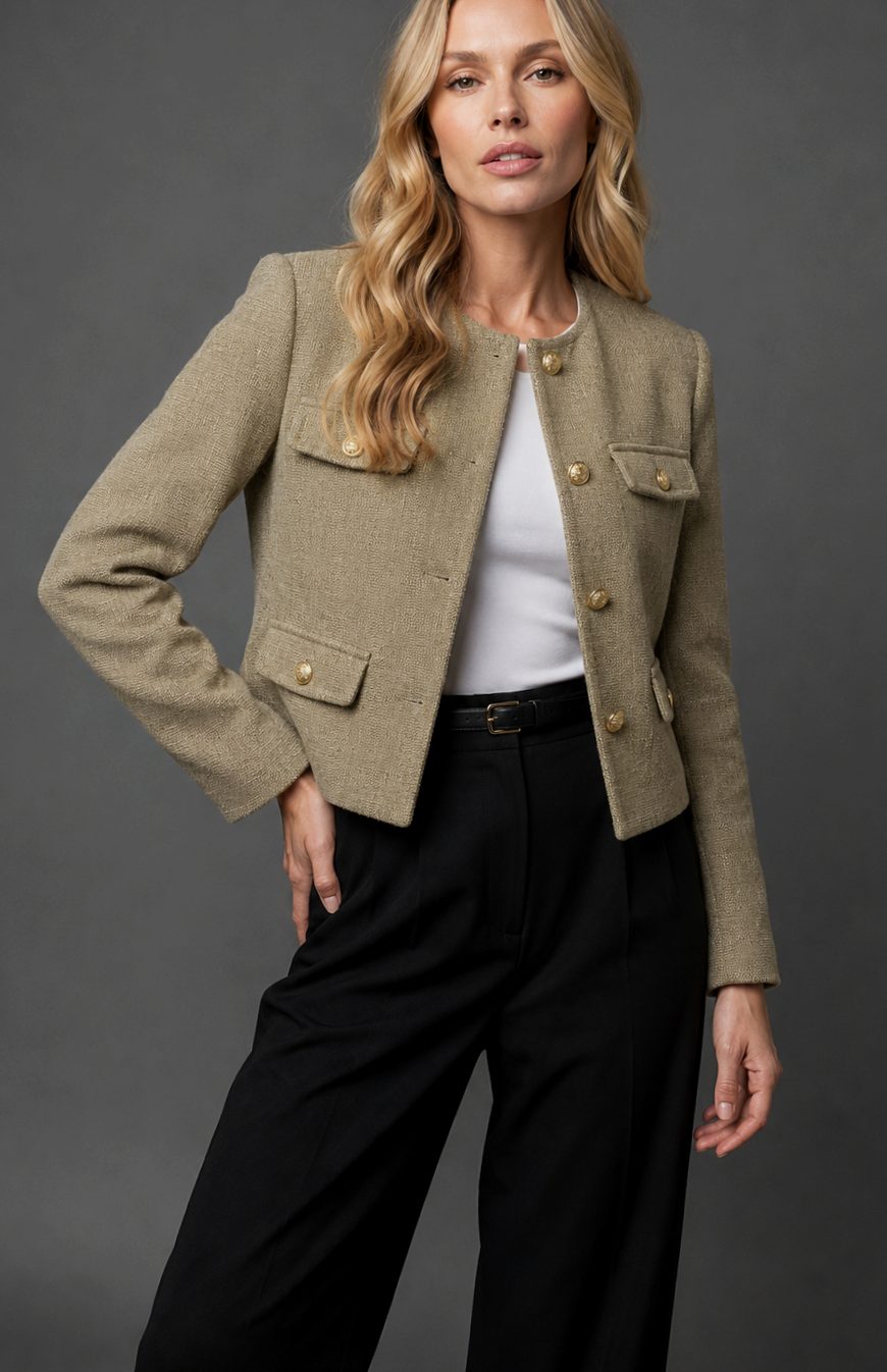 Tweed Blazer Dames met Dubbele Rij Knopen - afbeelding 12