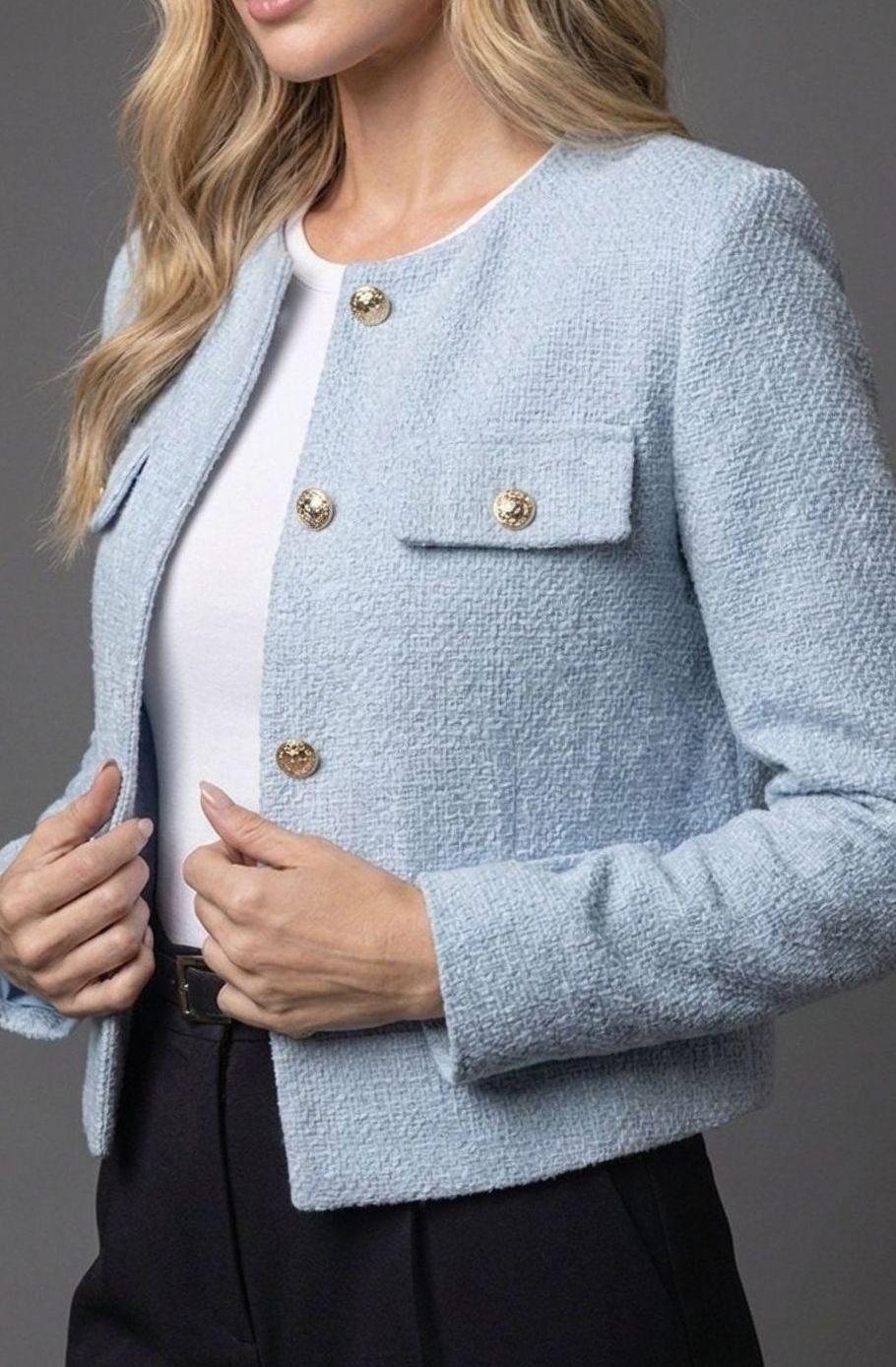 Tweed Blazer Dames met Dubbele Rij Knopen - afbeelding 14