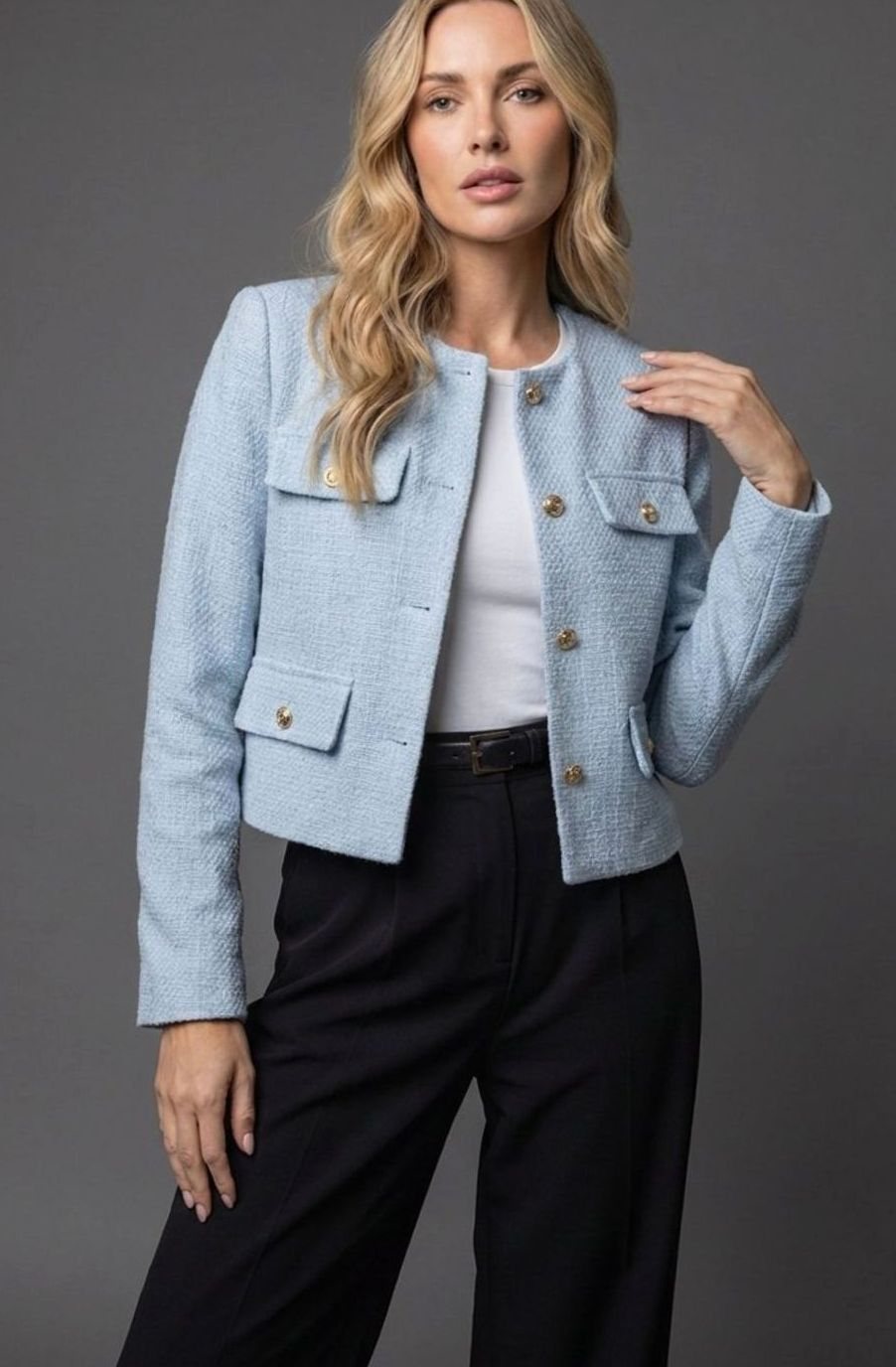 Tweed Blazer Dames met Dubbele Rij Knopen - afbeelding 2