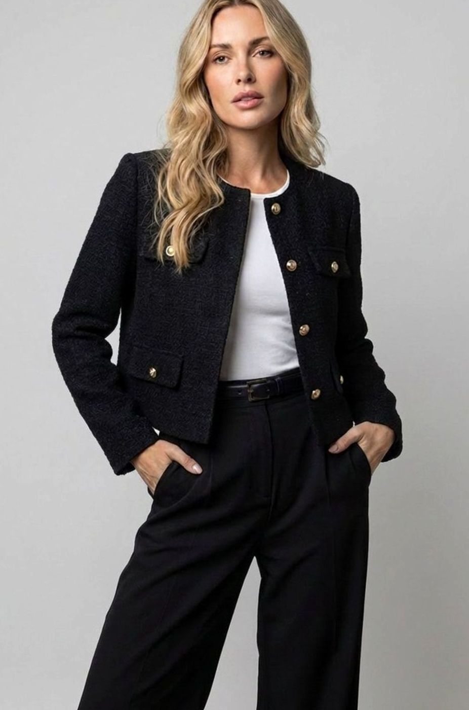 Tweed Blazer Dames met Dubbele Rij Knopen - afbeelding 3