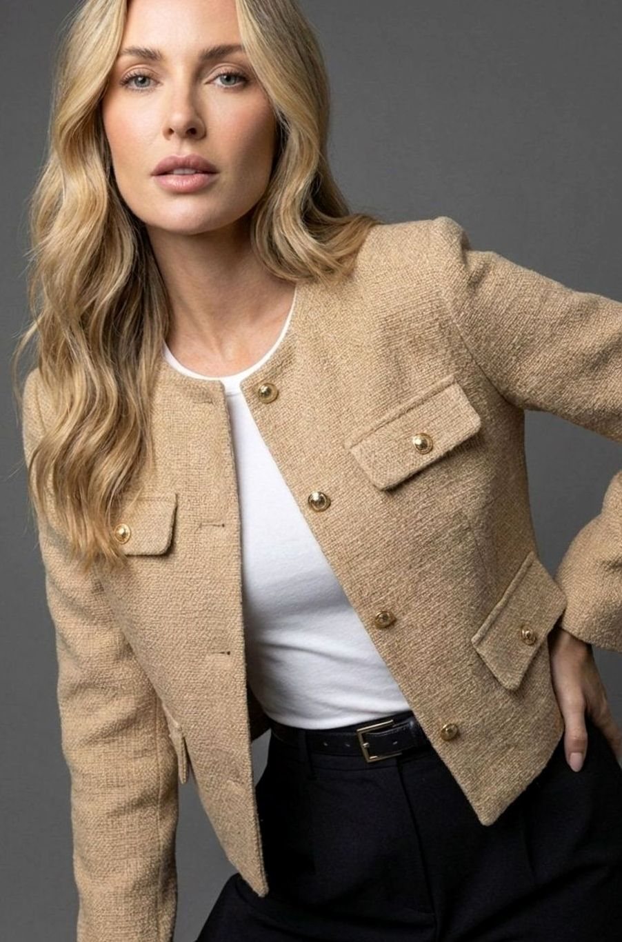 Tweed Blazer Dames met Dubbele Rij Knopen - afbeelding 5