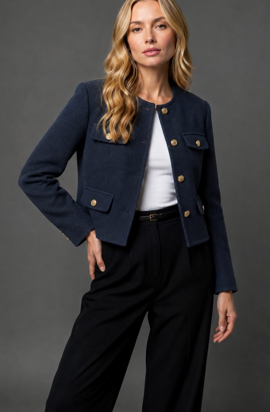 Tweed Blazer Dames met Dubbele Rij Knopen - afbeelding 6