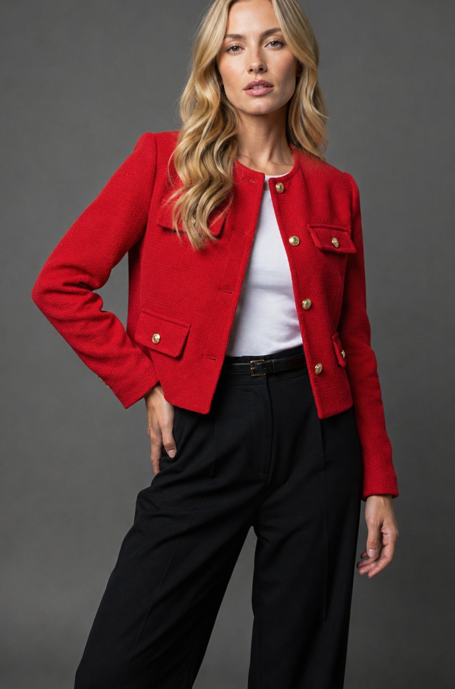 Tweed Blazer Dames met Dubbele Rij Knopen - afbeelding 9