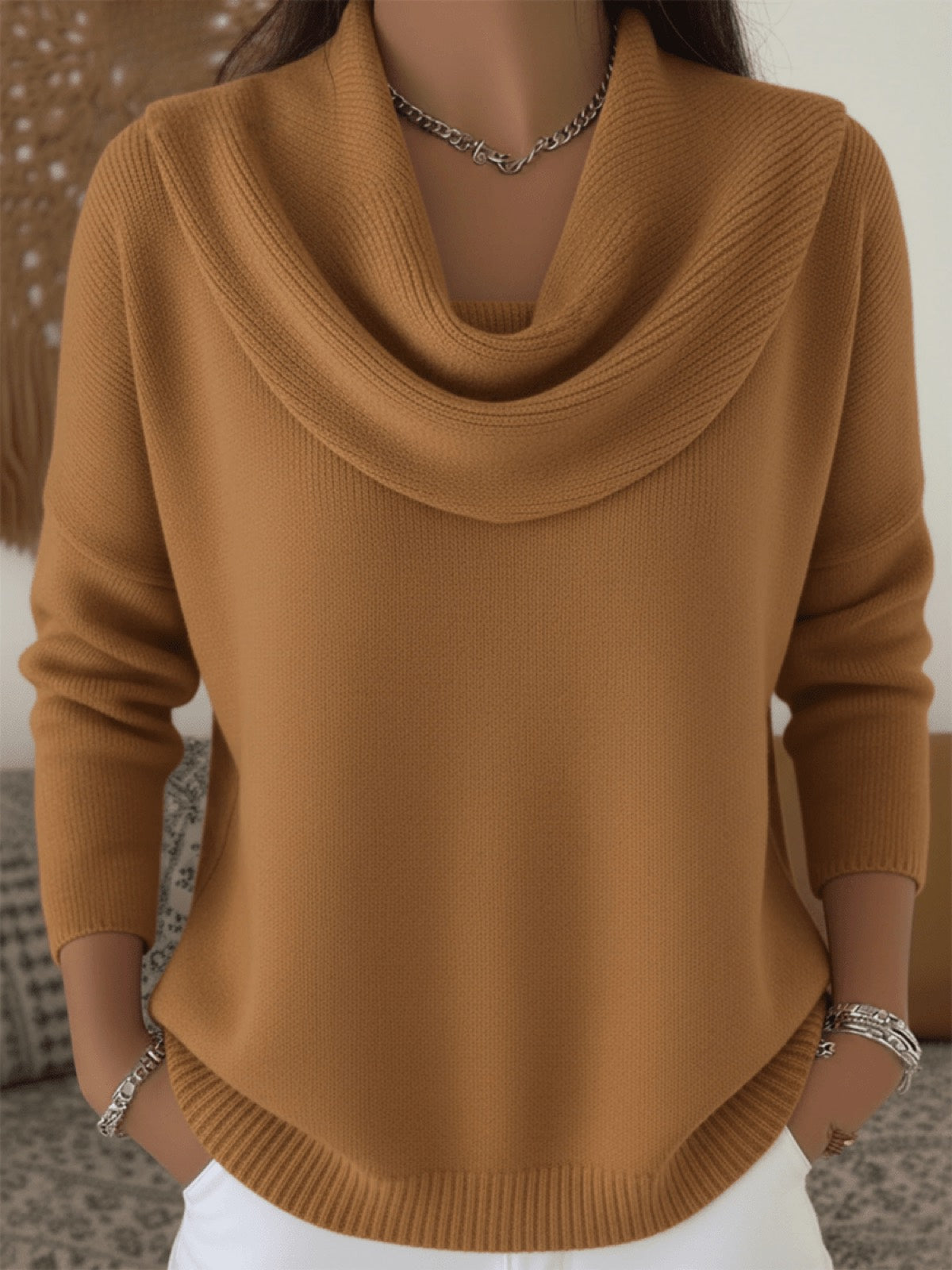 Merino Trui Dames met Watervalhals - afbeelding 2