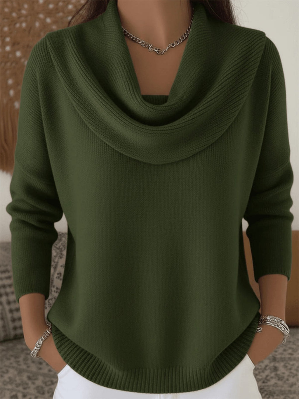 Merino Trui Dames met Watervalhals - afbeelding 3