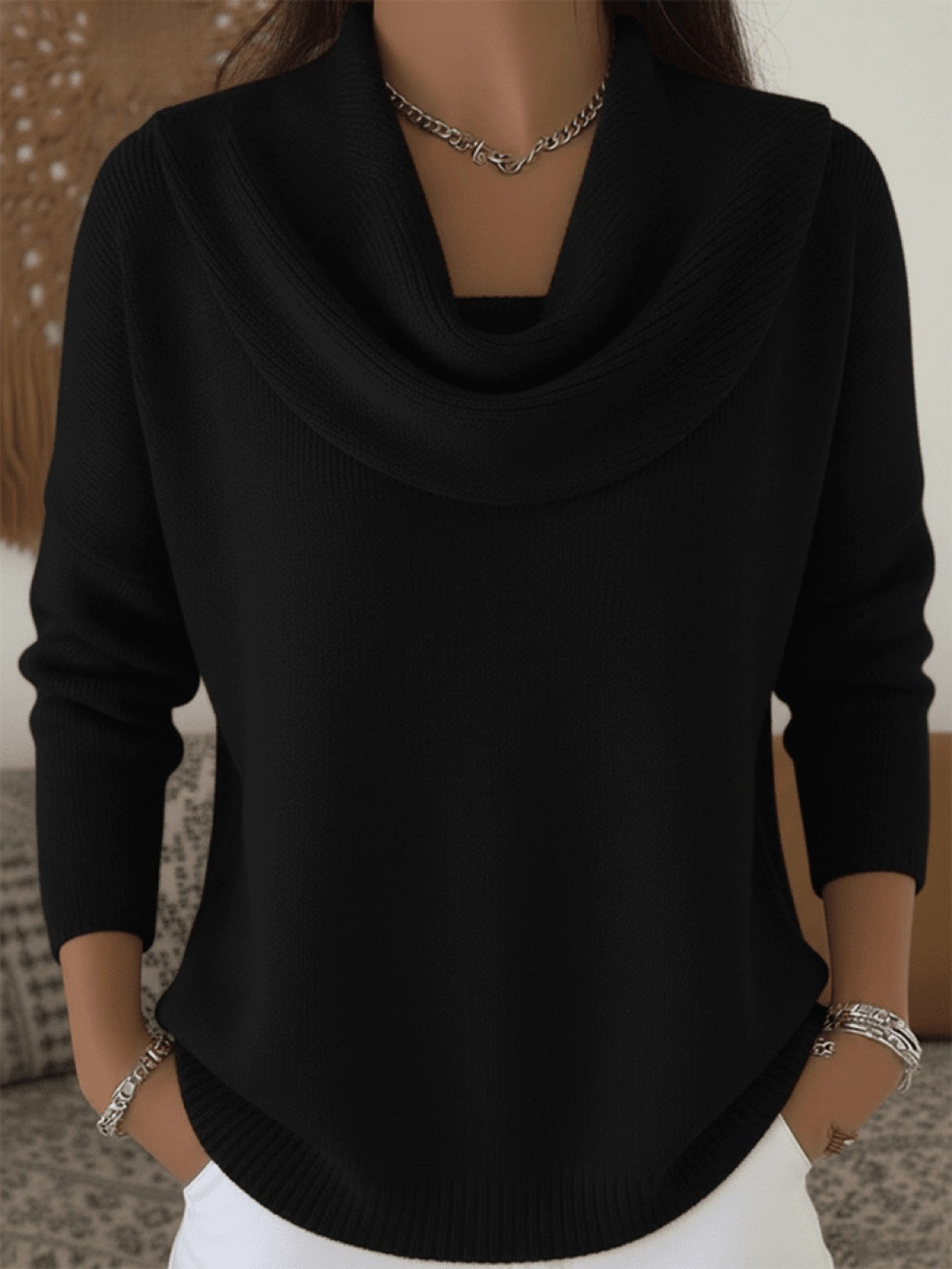 Merino Trui Dames met Watervalhals - afbeelding 5