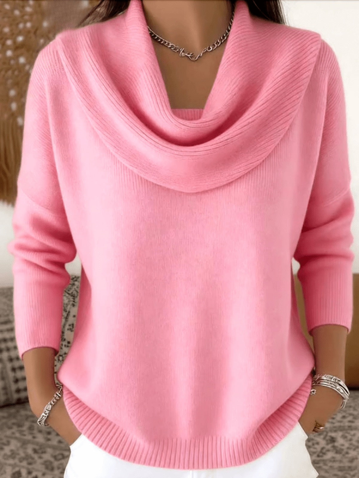 Merino Trui Dames met Watervalhals - afbeelding 6
