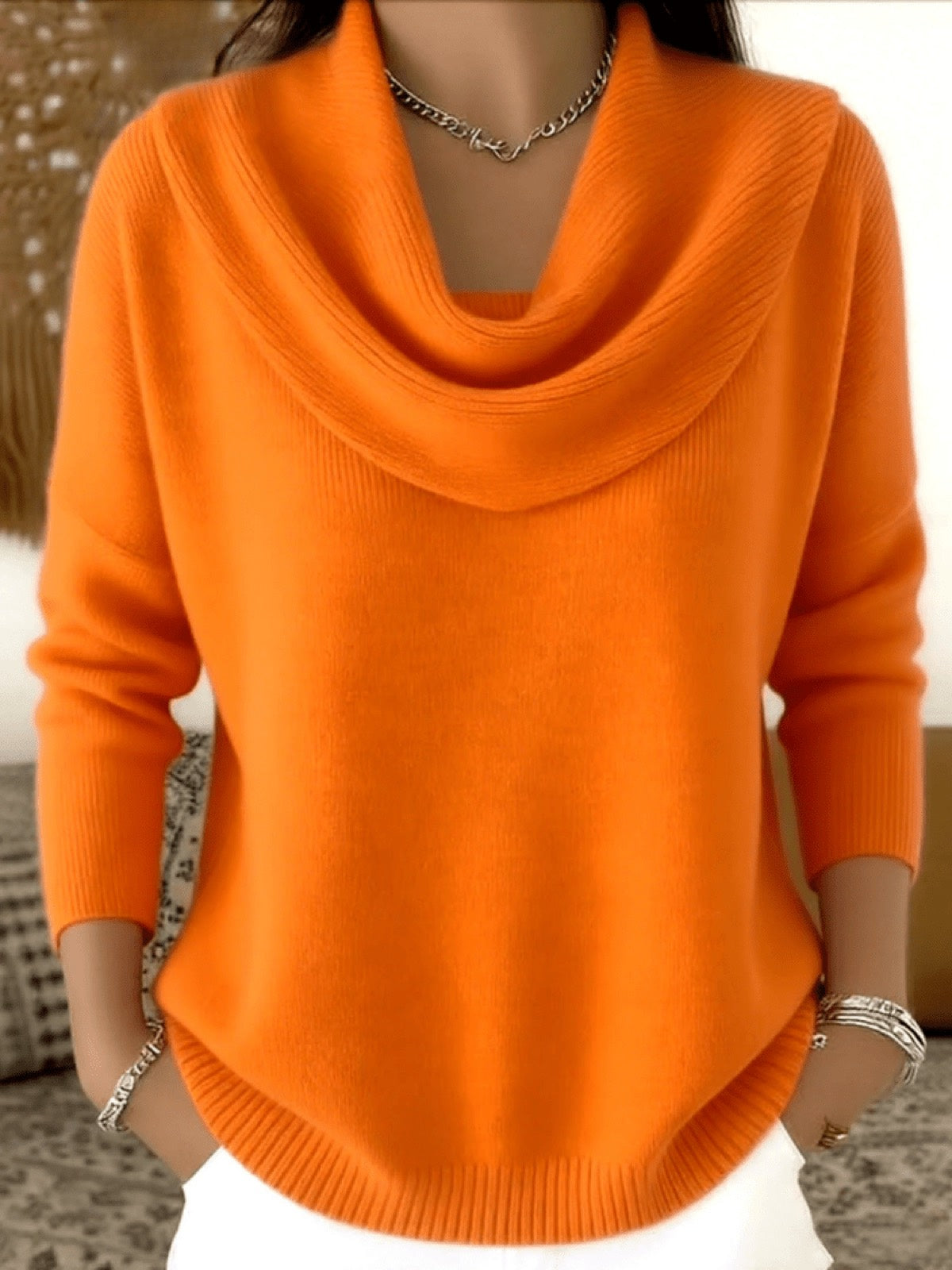 Merino Trui Dames met Watervalhals - afbeelding 8