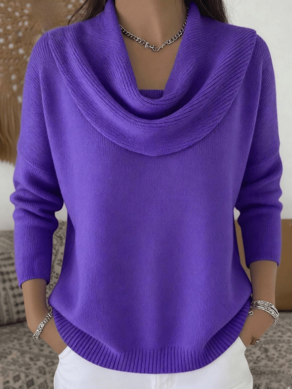 Merino Trui Dames met Watervalhals - afbeelding 9
