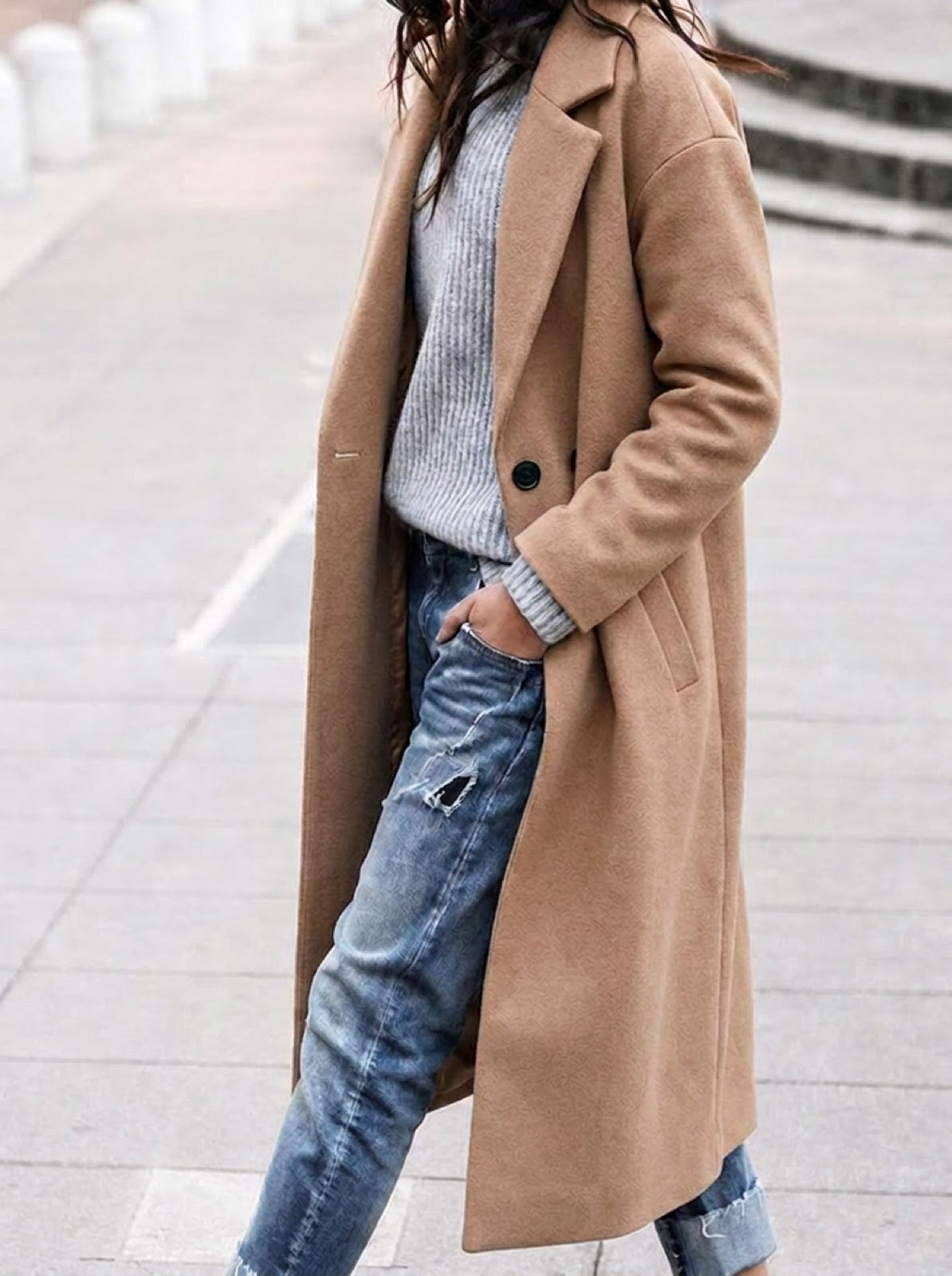 Oversized Trenchcoat Dames met Revers - afbeelding 1