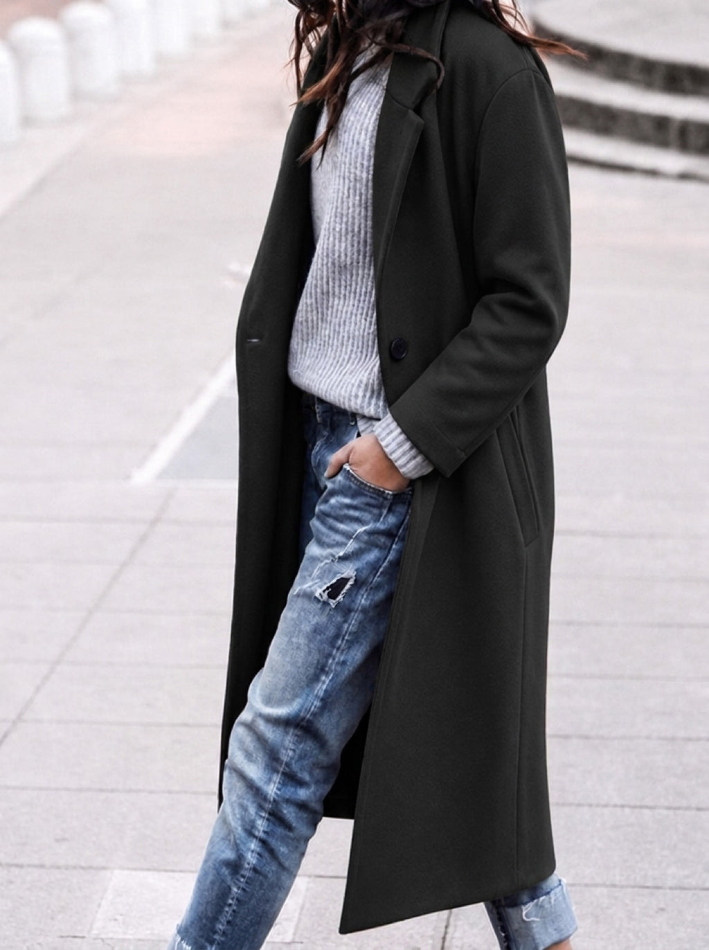 Oversized Trenchcoat Dames met Revers - afbeelding 4
