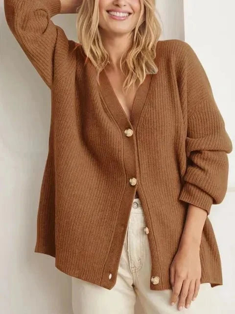 Cashmere Vest Dames met V Hals in Bruin, productfoto 12