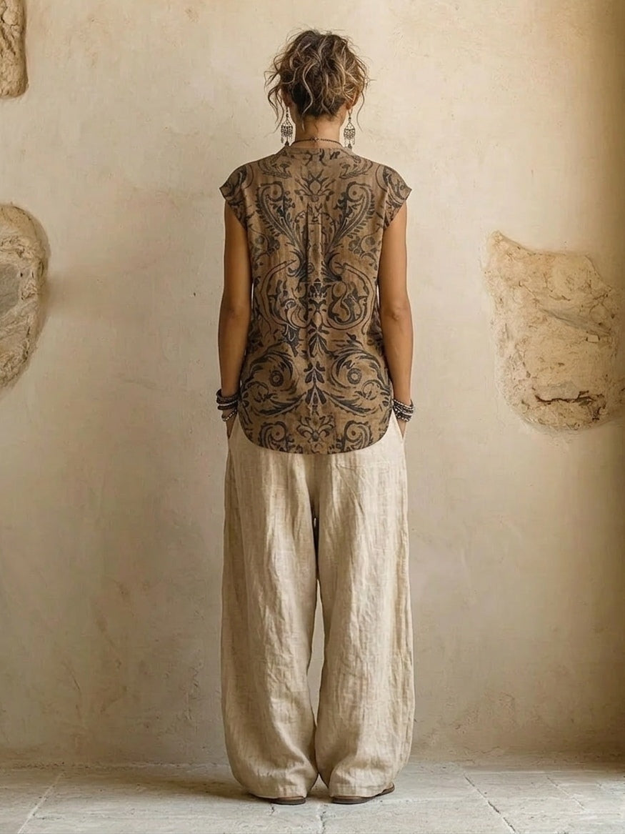 Co Ord Set Dames Driedelig met Vest en Wijde Broek - afbeelding 3