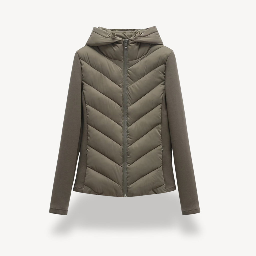 Gewatteerde Winterjas Dames met Capuchon in Groen, productfoto 3