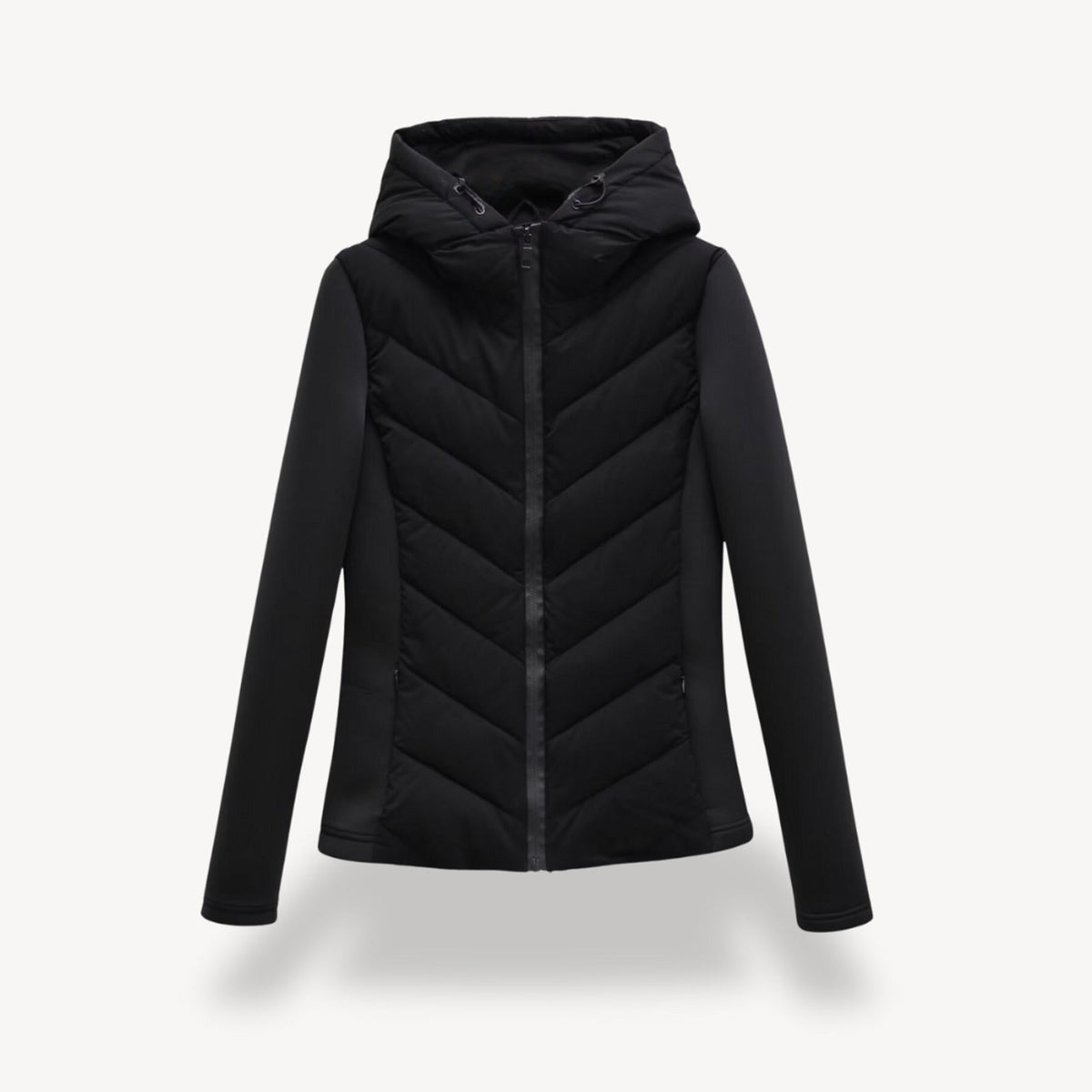 Gewatteerde Winterjas Dames met Capuchon in Zwart, productfoto 4