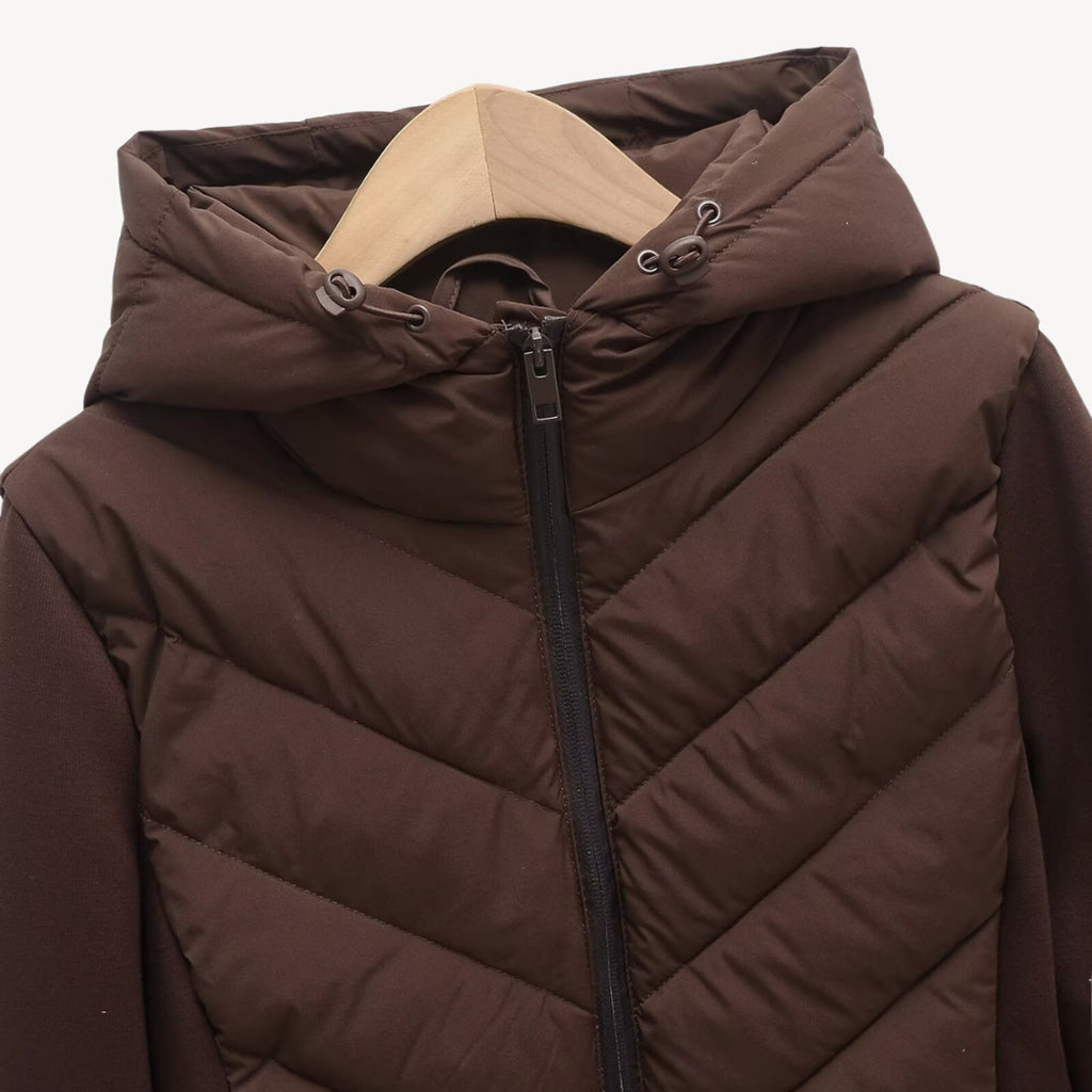 Gewatteerde Winterjas Dames met Capuchon in Bruin, productfoto 7