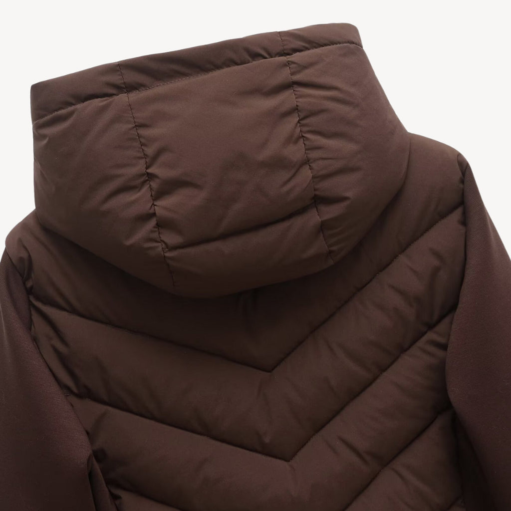 Gewatteerde Winterjas Dames met Capuchon in Bruin, productfoto 8