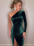 Cocktailjurk Dames Midi Asymmetrisch in Groen, productfoto