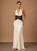 Satijnen Halter Maxi-Jurk Dames in Wit, productfoto
