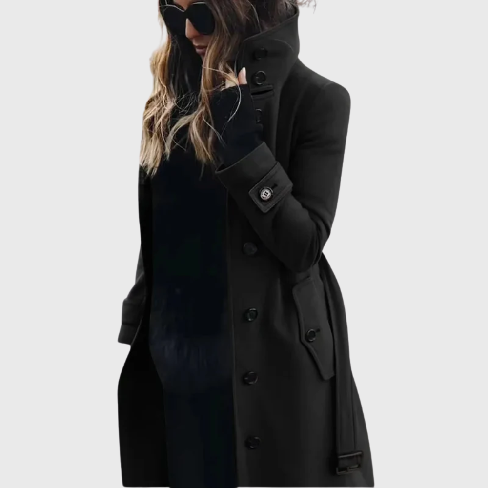 Lange Winterjas Dames Puffer met Hoge Kraag in Zwart, productfoto 5