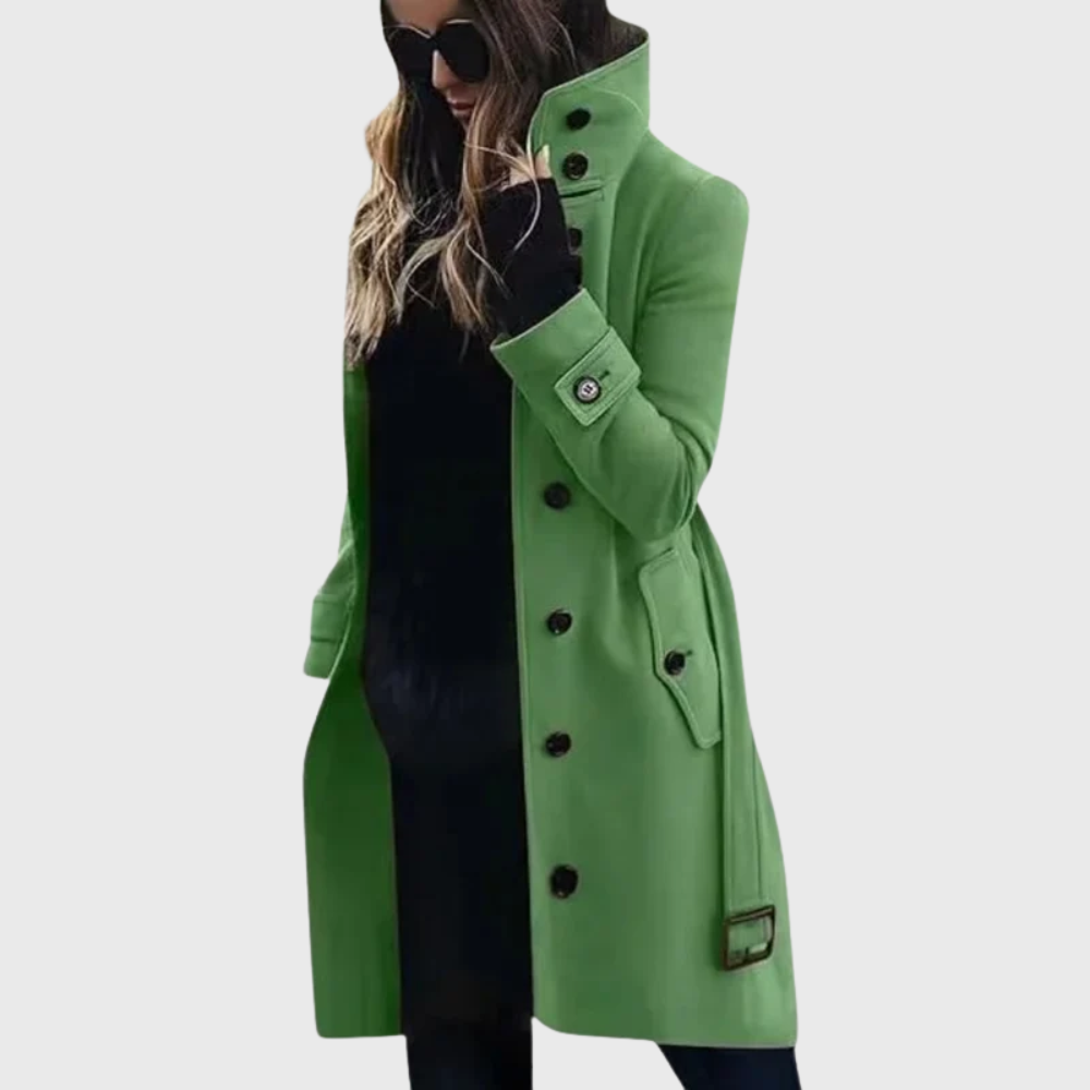 Lange Winterjas Dames Puffer met Hoge Kraag in Groen, productfoto 6