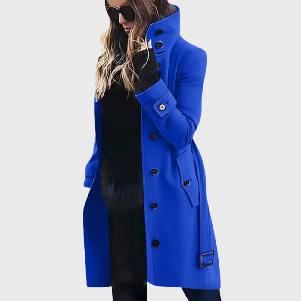 Lange Winterjas Dames Puffer met Hoge Kraag in Blauw, productfoto 9