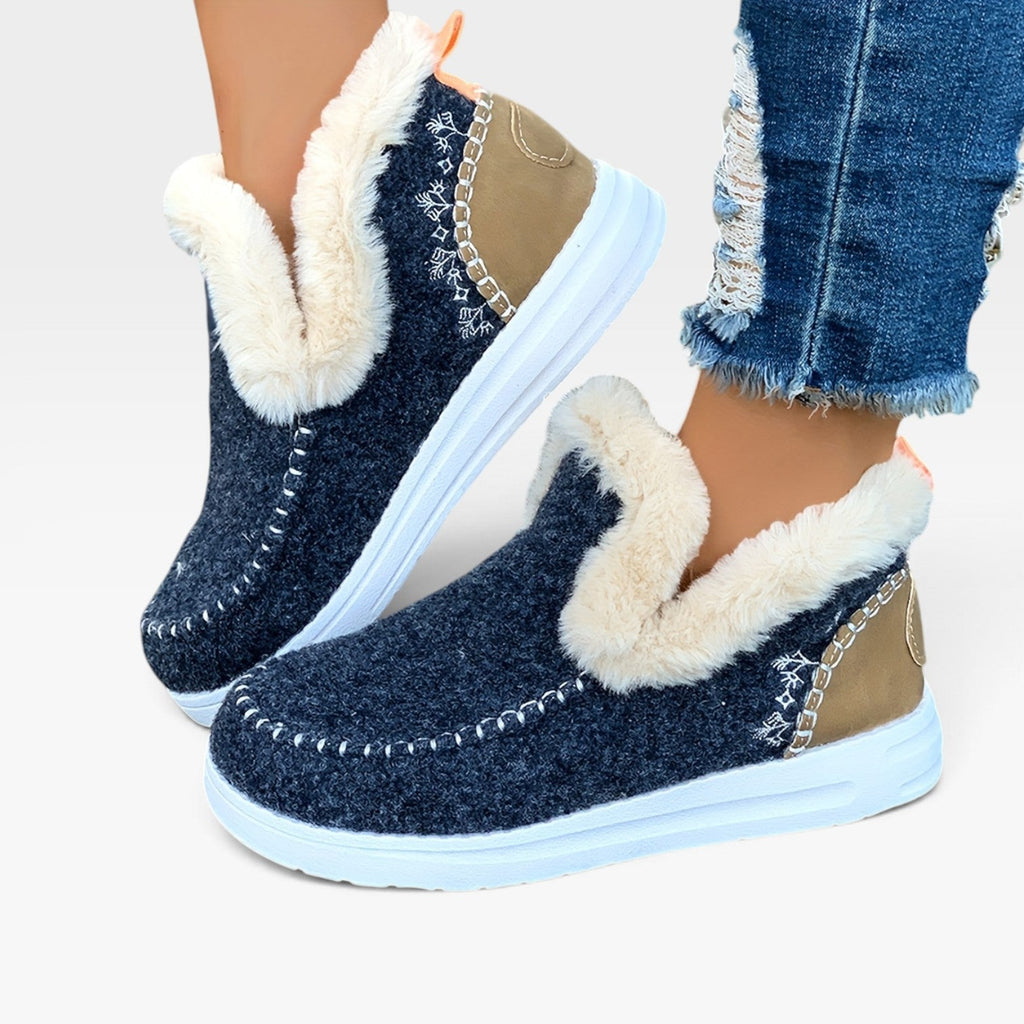 Leren Enkellaarsjes Dames met Hak in Blauw, productfoto 5