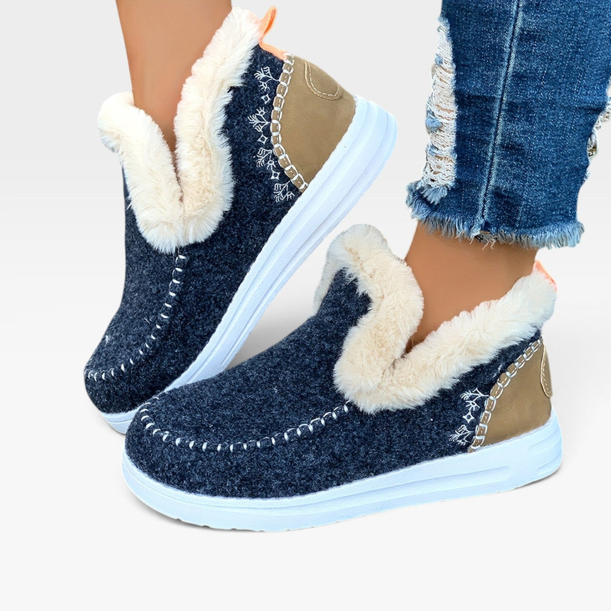 Leren Enkellaarsjes Dames met Hak in Blauw, productfoto 5