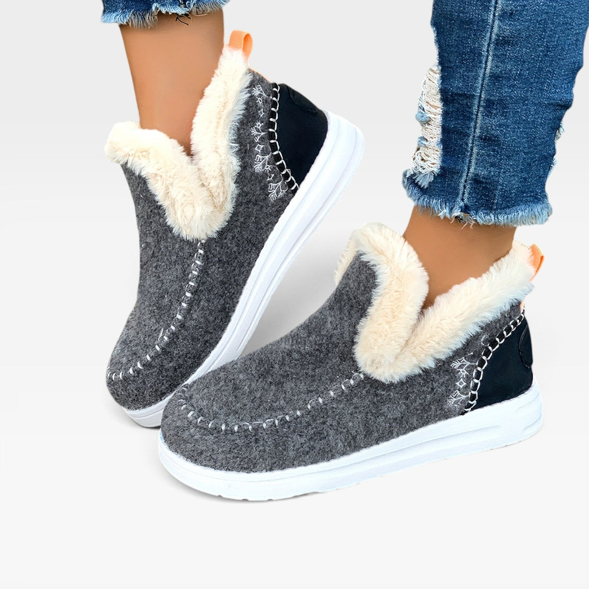 Leren Enkellaarsjes Dames met Hak in Grijs, productfoto 6