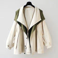 Trenchcoat Dames met Capuchon en Contrastkraag in Abrikoos, productfoto