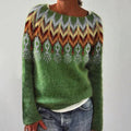 Kersttrui Dames met Noors Patroon in Groen, productfoto