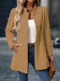 Kraagloze Jas Dames met Knopen in Camel, productfoto