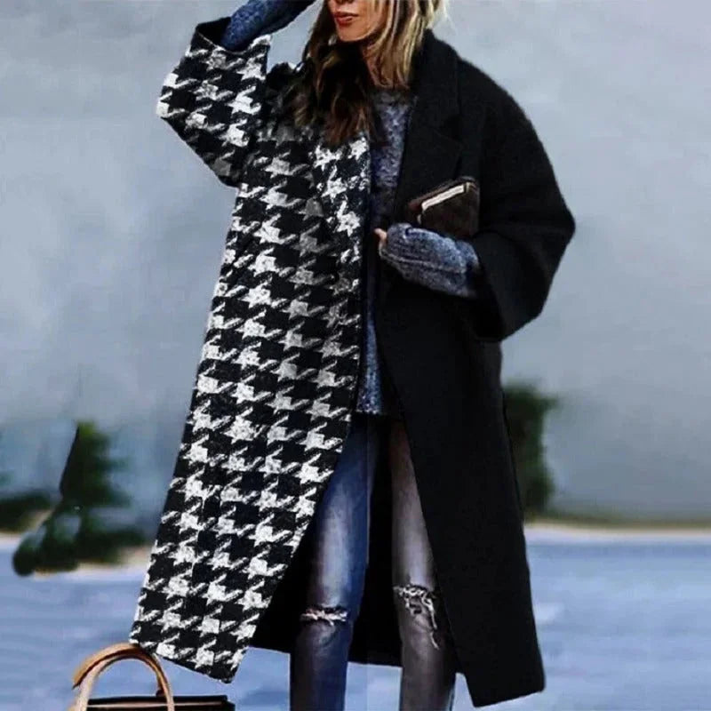 Lange Winterjas Dames Wolmix in Zwart, productfoto