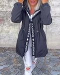 Parka Dames met Capuchon en Trekkoord in Zwart, productfoto