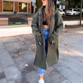 Lange Oversized Jas Dames met Capuchon in Groen, productfoto