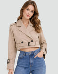 Korte Trenchcoat Dames Dubbelrij in Kaki, productfoto